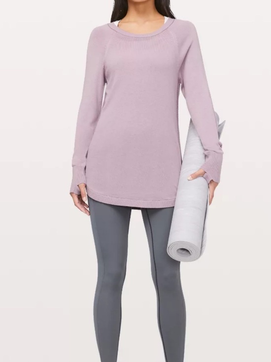 lululemon athletica Sweaters - Lululemon Hello Aloe Pullover Sweater Mauve Pink Size 10 Thumbhole Crewneck